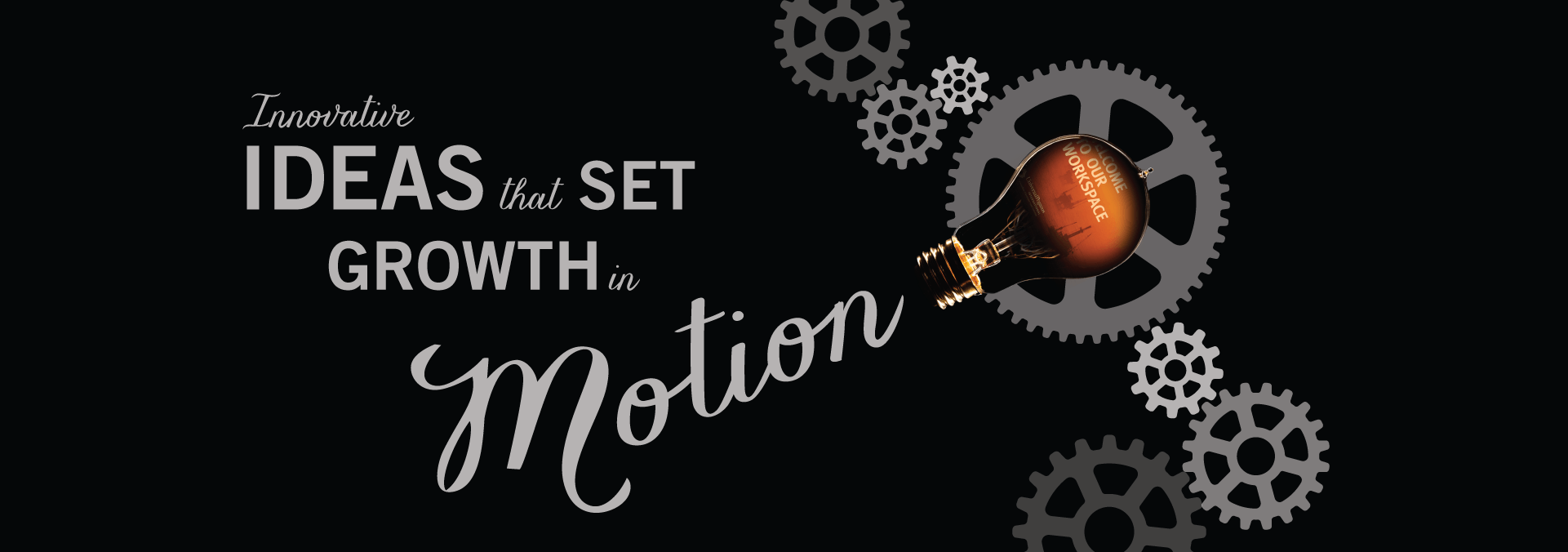 cogwheels and bulb with text
